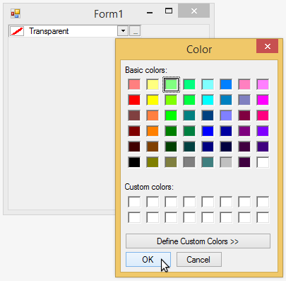 C1ColorPicker Basic Colors Palette