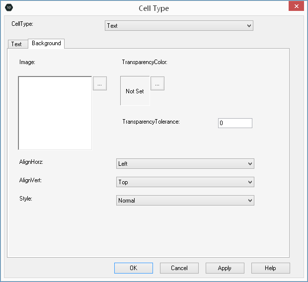 Spread Designer Cell Type Dialog Background Tab