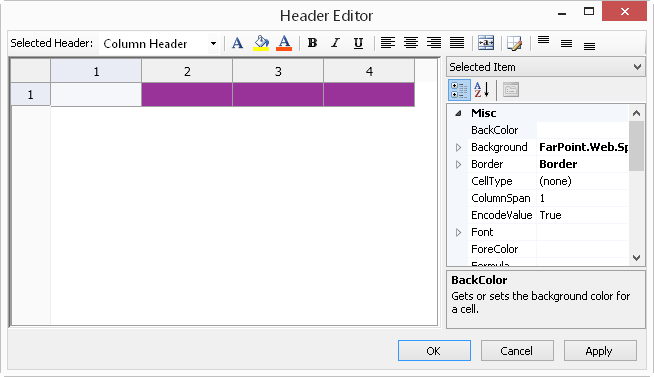 Spread Designer Header Editor