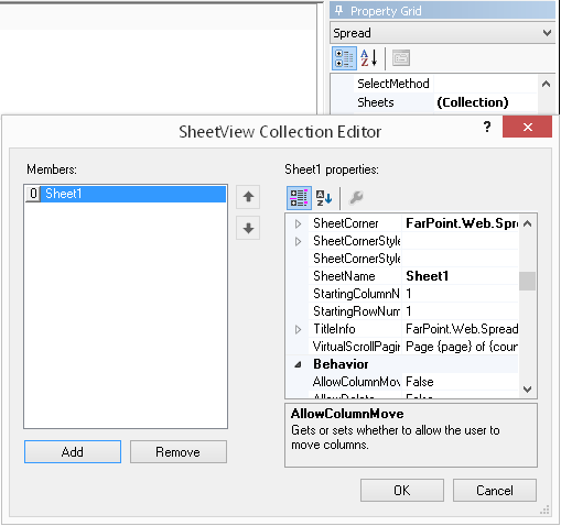 Spread Designer SheetView Collection Editor