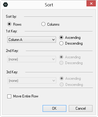 Sort Dialog in Spread Designer