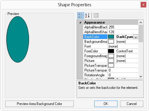 Shapes Properties Dialog