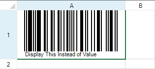 Barcode cell with message instead of value below barcode image