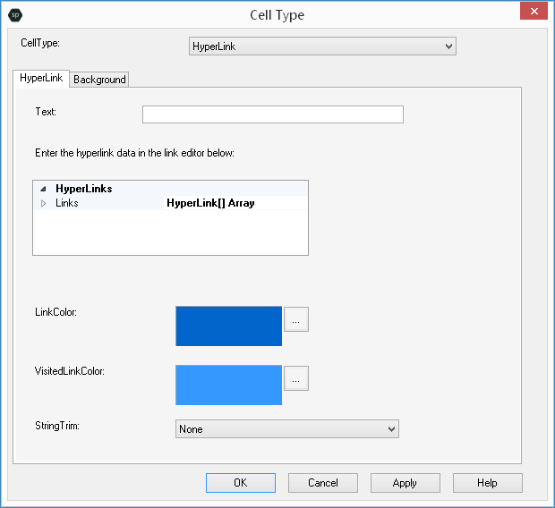 Spread Designer Cell Type Dialog Hyperlink