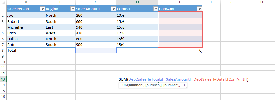 Table Formula