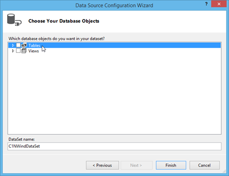 Choosing database objects