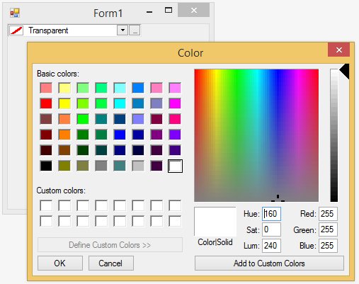 C1ColorPicker Define Custom Colors