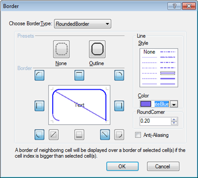 Rounded Border selected from the Border UI type editor