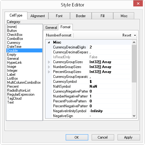 Number Format Properties