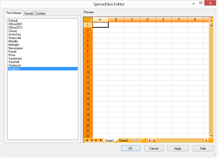 SheetSkin Editor Dialog in Spread Designer