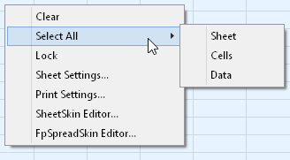 Context Menu for Selected Sheet