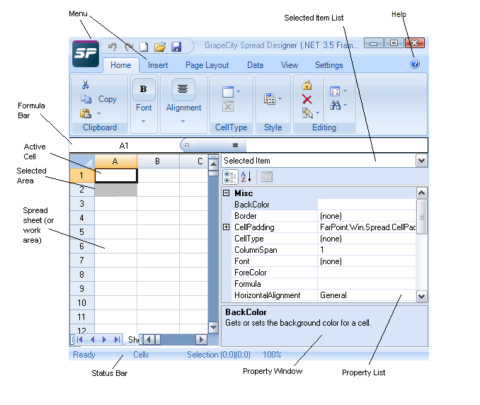 Spread Designer Interface