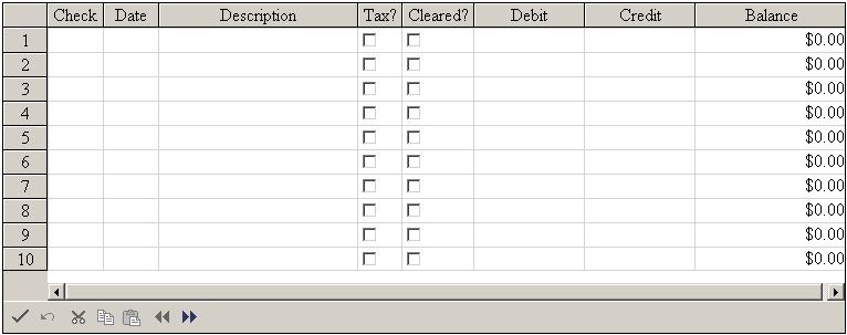 Completed Checkbook Register