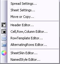 Spread Designer Sheet Context Menu