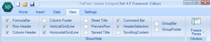 Spread Designer View Menu