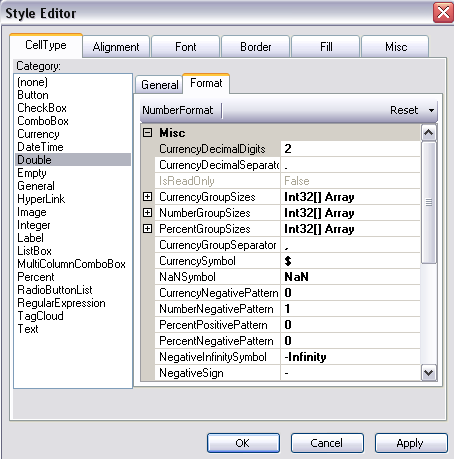 Number Format Properties